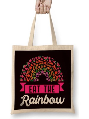 Dekado Eat Rainbow Vegan Vegetarian Veganism Vegetarianism Veggie Bez Çanta Uzun Saplı