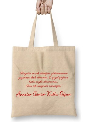 Dekado Anneler Günü Annelere Hediye 057 Bez Çanta Uzun Saplı