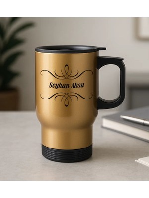 Bk Gift Kişiye Özel Isimli Kulplu Gold Çelik Bardak Termos Mug 450ML-6, Sevgiliye Hediye, Arkadaşa Hediye, Eşe Hediye