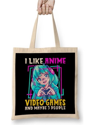 Dekado I Like Anime Video Games And Maybe 3 People Gamer Bez Çanta Uzun Saplı