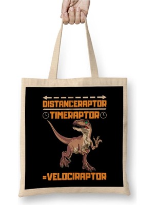 Dekado Funny Distanceraptor Timeraptor Velociraptor Bez Çanta Uzun Saplı