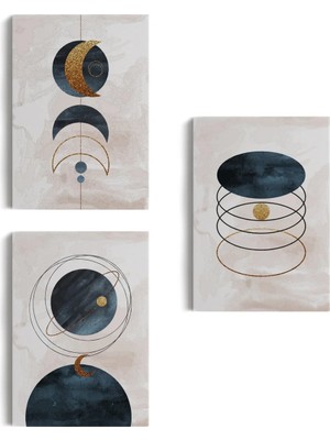 Buyolog Duvar Tablo Seti 3 Parça Suluboya Soyut Sanat Takımu Dekoratif Tablo-Ab-2