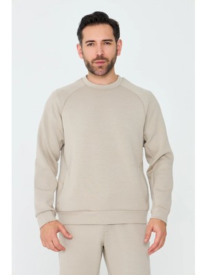 White Stone Bej Pamuklu Erkek Basic Sweatshirt