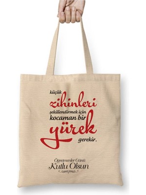 Dekado Öğretmenler Günü Öğretmene Hediye 014 Bez Çanta Uzun Saplı