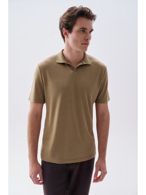 Mudo Erkek Kahverengi Comfort Fit Polo Yaka T-Shirt