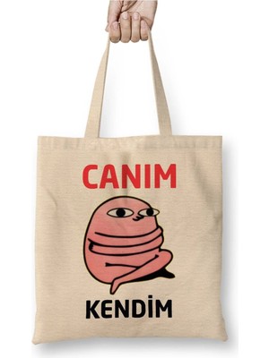 Dekado Canım Kendim Aşk Sevgi Komik Bez Çanta Uzun Saplı