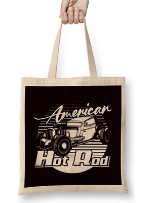 Dekado Hot Rod American Classic Old Cars Automobile Muscle Garage Bez Çanta Uzun Saplı