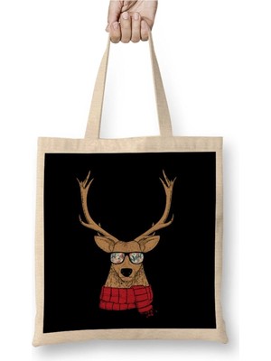 Dekado Awesome Christmas Reindeer With Cool Glasses Bez Çanta Uzun Saplı