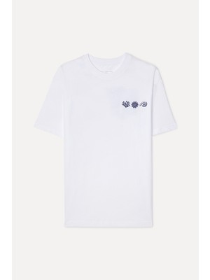 Mudo Erkek Beyaz Baskılı Loose Fit Bisiklet Yaka T-Shirt
