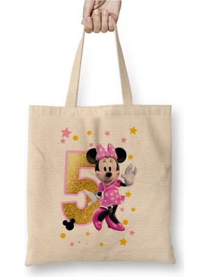 Dekado Mini Fare Minnie Mouse 5 Beş Yaş Hediyesi Bez Çanta Uzun Saplı