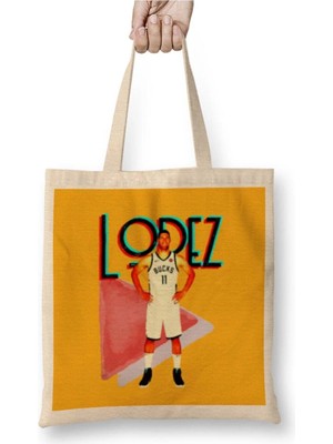 Dekado Brook Lopez Vintage Art - Legend Basketball Gift Bez Çanta Uzun Saplı