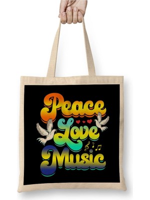 Dekado Peace Love Music Rave Festival Musical Hippie Bez Çanta Uzun Saplı