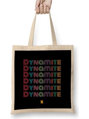 Dekado Bts Dynamite Repeated Text Dynamite Bez Çanta Uzun Saplı