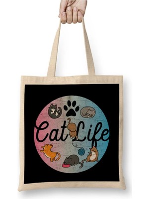 Dekado Cat Mom Af Cute & Funny Cat Life Adorable Circle Of Kittens Bez Çanta Uzun Saplı