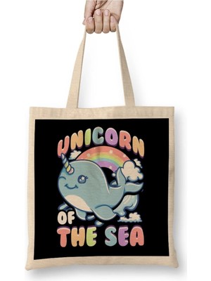 Dekado Cute Unicorn Of The Sea Narwhal Rainbow Bez Çanta Uzun Saplı