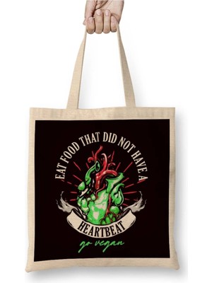 Dekado Vegan Heartbeat Vegetarian Vegetarianism Veganism Meatless Bez Çanta Uzun Saplı