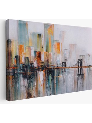 Buyolog Brooklyn Köprüsü New York Yağlıboya Görünüm Dekoratif TABLO-3744