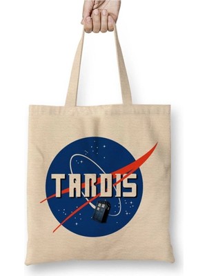 Dekado Doctor Who Tardis Nasa Logo Bez Çanta Uzun Saplı