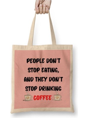 Dekado Cat Funny Coffee Drinks Art Lover Gift Quote - Vintage Retro Rainbow Style Bez Çanta Uzun Saplı