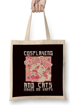 Dekado Cosplaying Cats Make Happy Japanese Anime Manga Bez Çanta Uzun Saplı