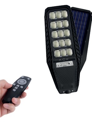 Ack 300W Güneş Enerjili Sokak Armatürü Hareket Sensörlü ve Zaman Ayarlı