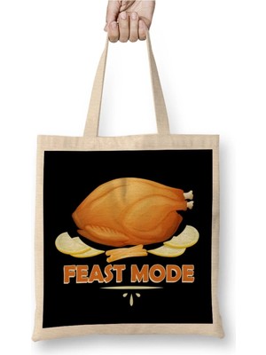 Dekado Feast Mode Funny Thanksgiving Dinner Turkey Bez Çanta Uzun Saplı