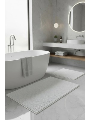 Pimula Home Makarna Banyo Paspası Kaymaz Tabanlı Yıkanabilir 2'li Set 60X100 & 40X60