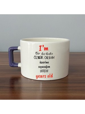 Mor Mürekkep I`m Bir Kuş Kadar Özgür Olsam Mor Kulplu Kare Motivasyon Hediyesi Bardak Kupa Fincan Mug