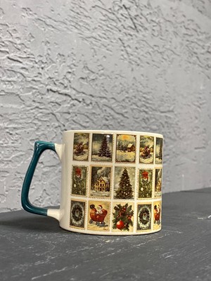 Mor Mürekkep Yılbaşı Pulları Yeşil Kulplu Prime Yılbaşı Hediyesi Bardak Kupa Fincan Mug