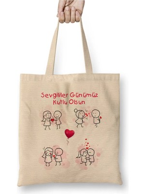 Dekado En Çok Satılan Sevgililer Günü Sevgiliye Hediye Bez Çanta Uzun Saplı