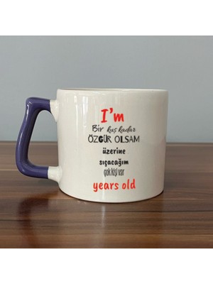 Mor Mürekkep I`m Bir Kuş Kadar Özgür Olsam Mor Kulplu Prime Motivasyon Hediyesi Bardak Kupa Fincan Mug