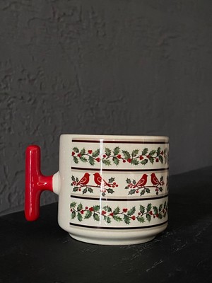 Mor Mürekkep Kokina Çiçeği Yeşil Kulplu T Yılbaşı Hediyesi Bardak Kupa Fincan Mug