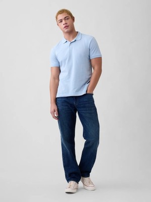 Gap Logo Piqué Polo Yaka T-Shirt Erkek Mavi T-Shirt Polo Yaka Tişört
