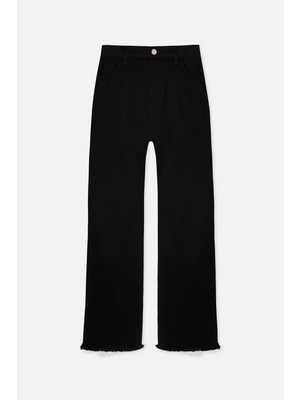 Mudo Kadın Siyah Cropped Flare Pantolon