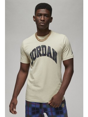 Nike Jordan Holiday Ss Crew Beige Baskılı Erkek Günlük Tişört Bej