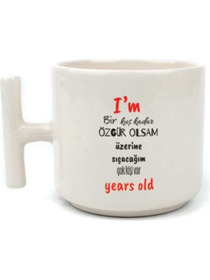 Mor Mürekkep I`m Bir Kuş Kadar Özgür Olsam Beyaz Kulplu T Motivasyon Hediyesi Bardak Kupa Fincan Mug