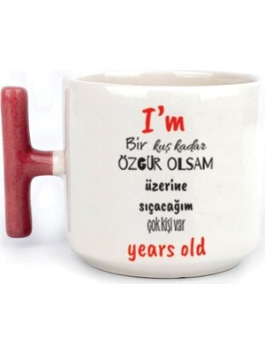 Mor Mürekkep I`m Bir Kuş Kadar Özgür Olsam Kırmızı Kulplu T Motivasyon Hediyesi Bardak Kupa Fincan Mug