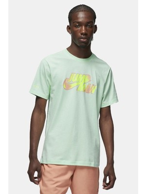 Nike Air Jordan Jumpman Ss Crew Mens Tee Grafik Baskılı Erkek Günlük Tişört Yeşil