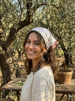 Trend Dokunuş 50-50 Kadın Saten Zeytinli Fular Bandana