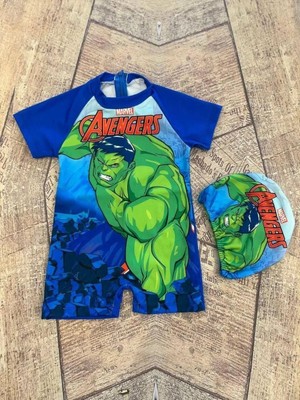 Cg Kids Avengers Hulk Erkek Çocuk Tulum Mayo Boneli Takım