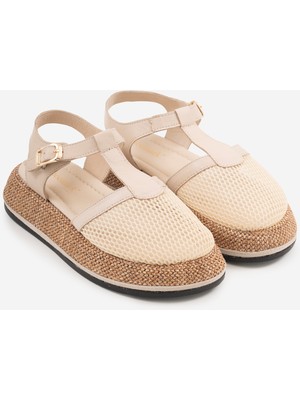 Shoemark Marzo  Bej Hakiki Deri &file Kadın Sandalet