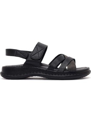 Derimod Kadın Siyah Bantlı Kalın Tabanlı Comfort Sandalet 26SFE463718