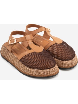Shoemark Marzo  Taba Hakiki Deri &file Kadın Sandalet