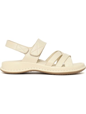 Derimod Kadın Krem Bantlı Kalın Tabanlı Comfort Sandalet 26SFE463718