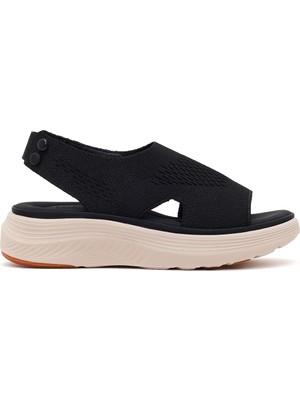 Derimod Kadın Siyah Bantlı Kalın Tabanlı Kumaş Comfort Sandalet 26SFE46406F
