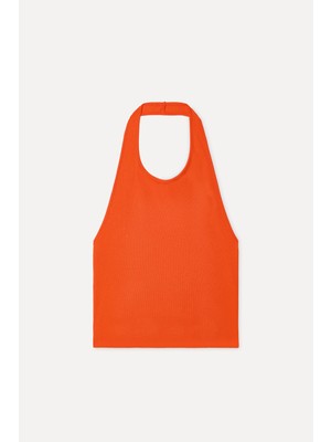 Mudo Kadın Kırmızı Kolsuz Sırt Detaylı Crop T-Shirt