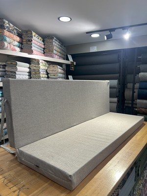 Sowso Premium Salıncak Minderi 50x165x9 cm | Gri Sert Sünger | Keten Kumaş & Fermuarlı Kolay Yıkanabilir | Pratik Bağcıklı | Bej