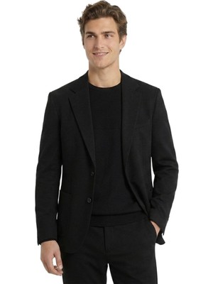Kip Siyah Çizgili Modern Fit Örme Takım Elbise