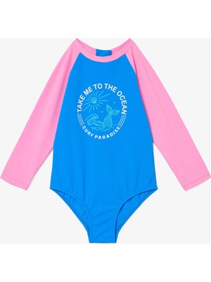Penti Açık Pembe Kız Çocuk Ocean Uv Korumalı Uzun Kollu Mayo
