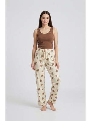 Ziccho Beli Lastikli Desenli Pamuklu Kadın Pijama Altı